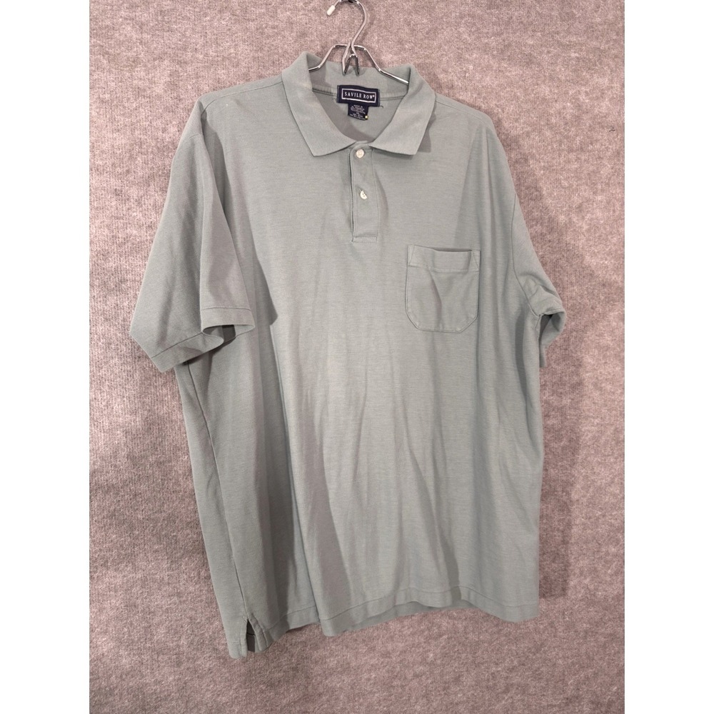 Savile Row Polo Shirt Mens XL Sage Green Short Sleeve Pocket Pique Casual
